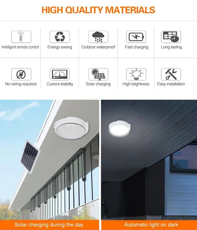 Solar Powered Ceiling Lamp 60W LED Motion Sensor Pendant Lights