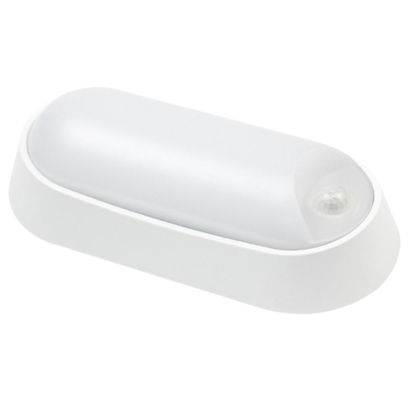 12watt Oval White LED Outdoor Ceiling Lamp with Motion Sensor Natural Light 4000K