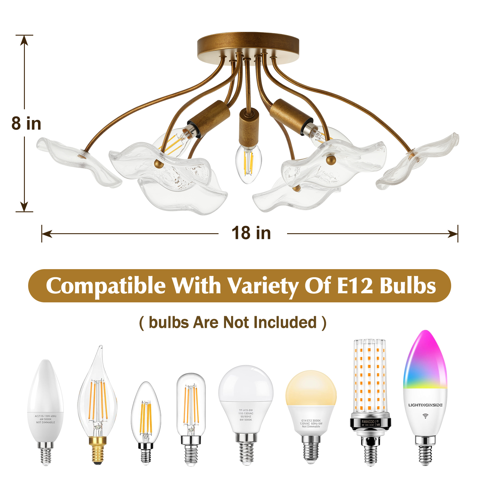 Midcentury Vintage 3-Light Flush Mount Ceiling Light Matte Black LED Fixture with Iron Base for Bedroom &amp; Living E12 Socket