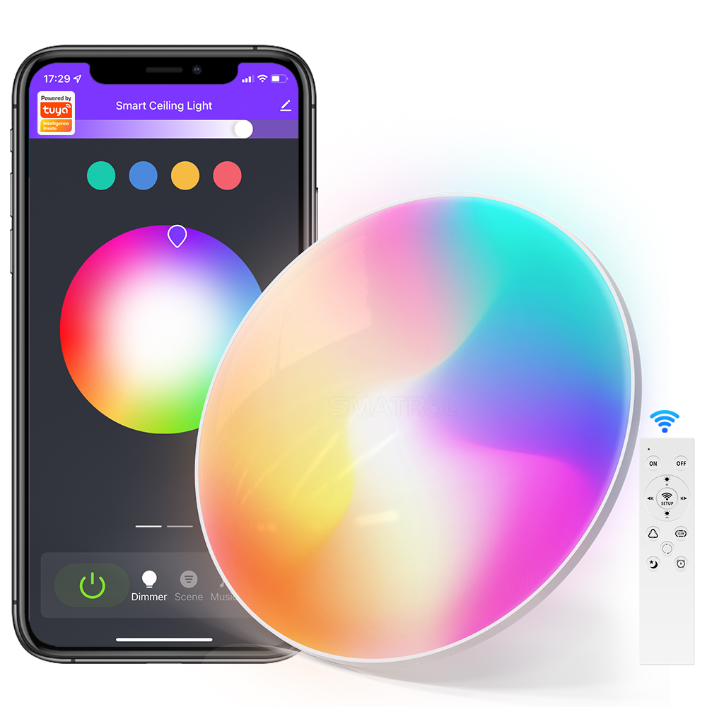 Tuya Smart WiFi RGB LED Ceiling Light 24W Dimmable Remote Control Smart Life Alexa Google Home Ceiling Lamp