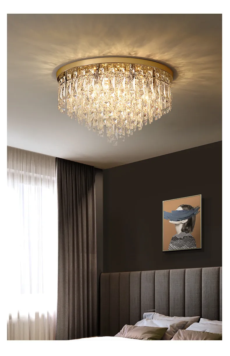 Modern Minimalist Crystal Lamp LED Bedroom Luxury Crystal Ceiling Lamp Detail 1