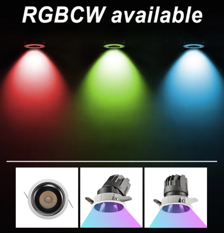 RGBW Color Dimmable Recessed Smart Downlight, Voice &amp; APP Remote Control, for Home &amp; Hotel, OEM/ODM Available