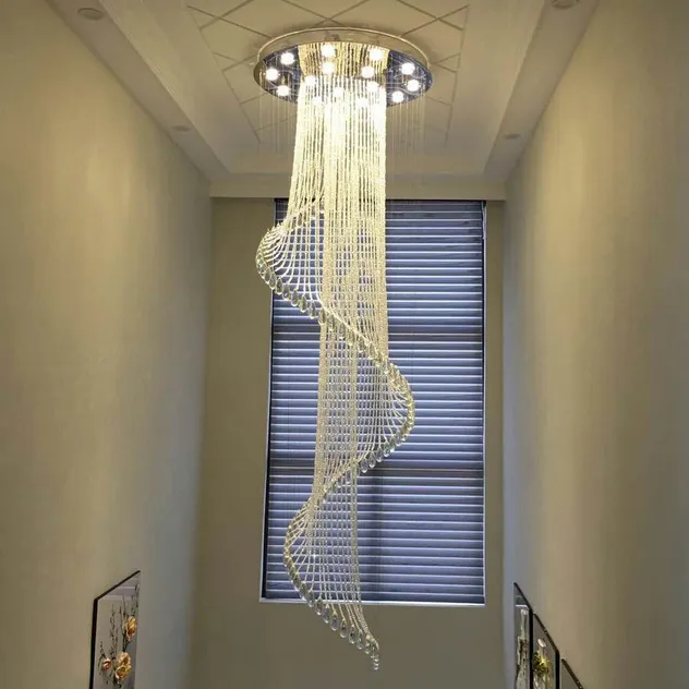Villa Minimalist Staircases Modern Chandelier Indoor High Ceiling Gold Lamps