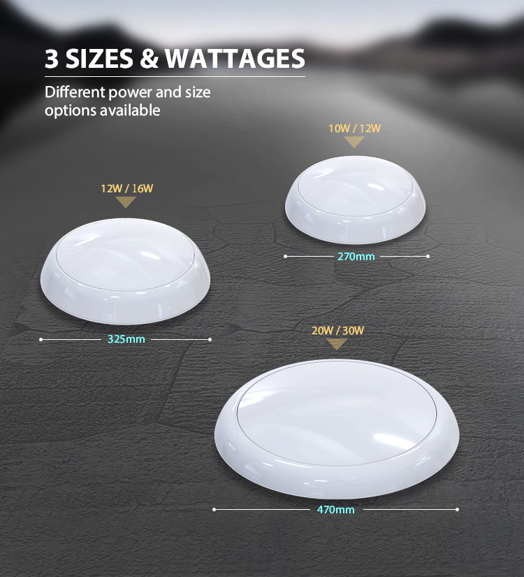 Toppo Modern 2D Design Semi-flush Mount Ip65 Ceiling Light Round Emergency Bulkhead Light Led Bathroom Ceiling Light