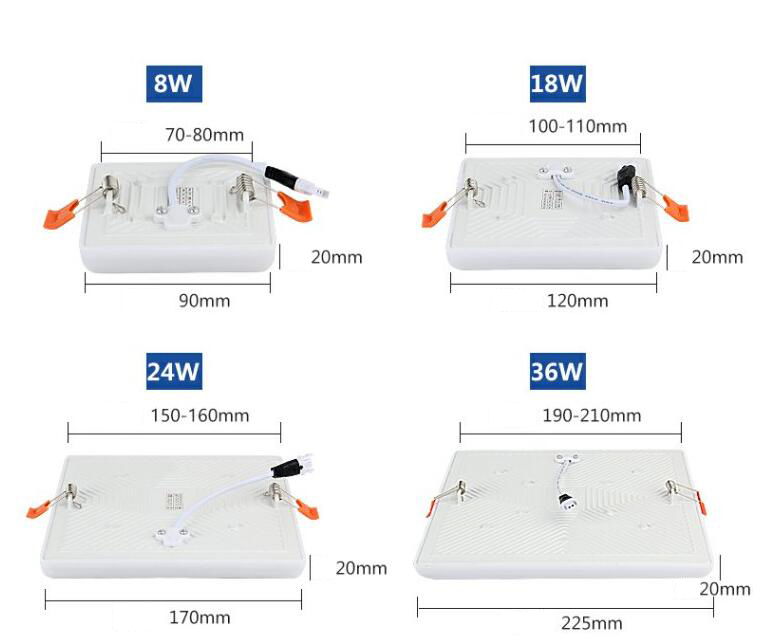 18W Panel Lightled Frameless Recessed Surface Back Lit Square Ultra Thin Flat Lighting