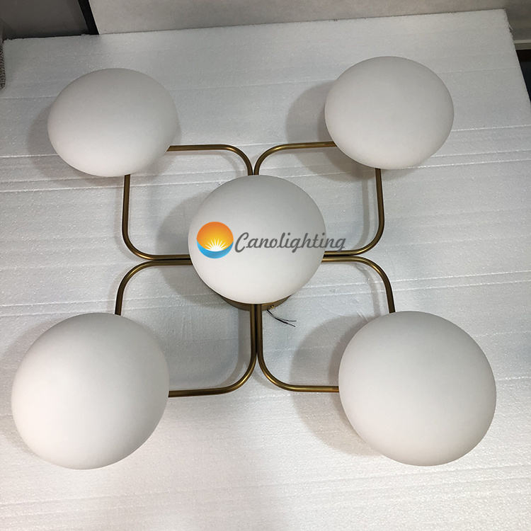 Modern Minimalist White Glass Shade Chandelier Ceiling Lamp