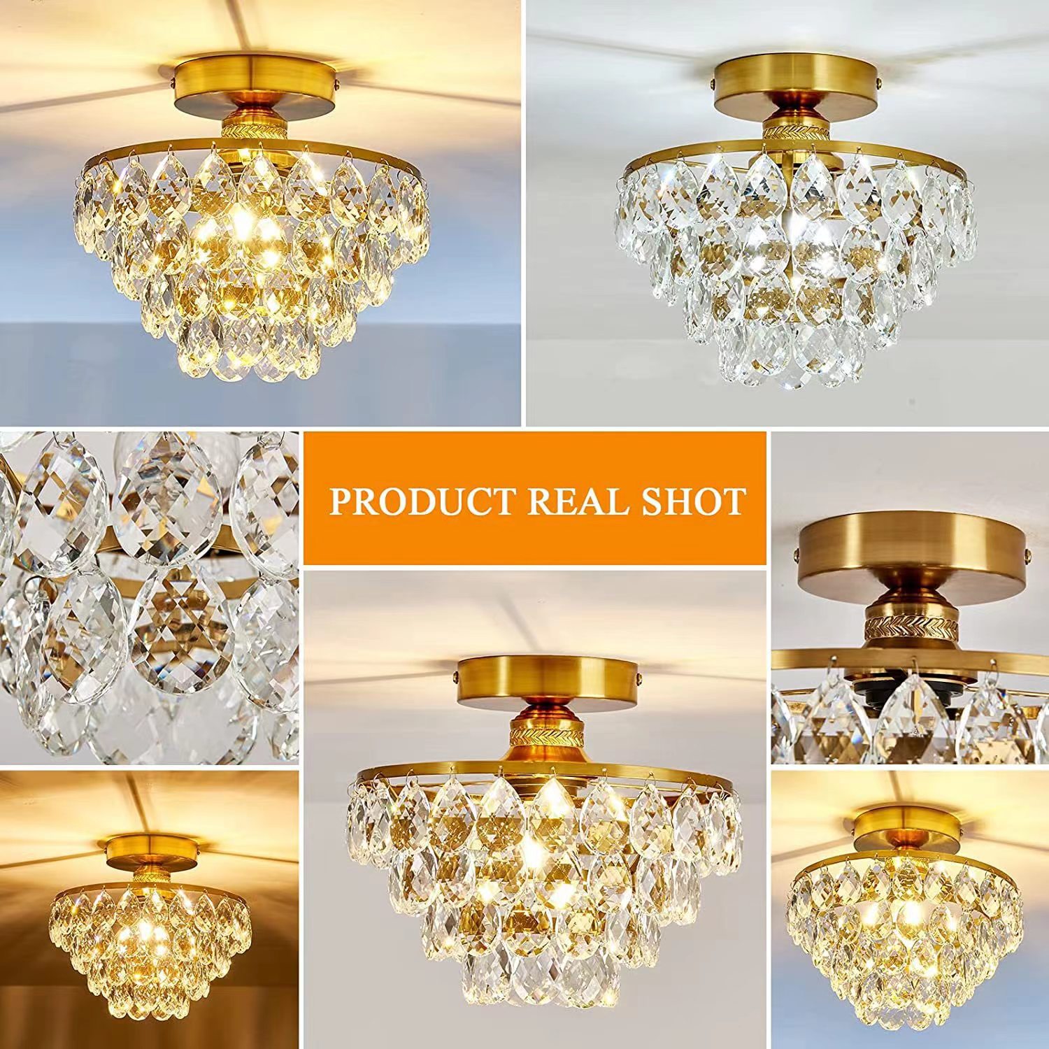 Modern Crystal Chandelier Close Up View
