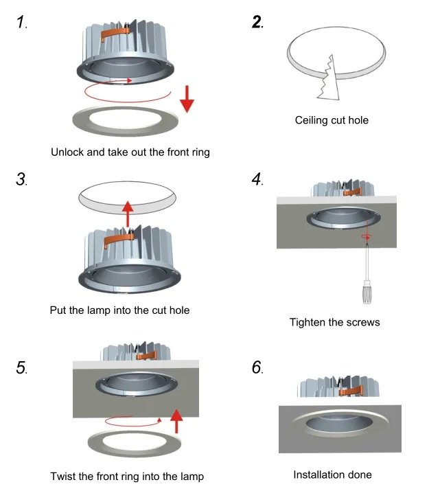 Recessed LED Light Waterproof IP65 LED Lighting COB LED Downlight for Outdoor Bathroom