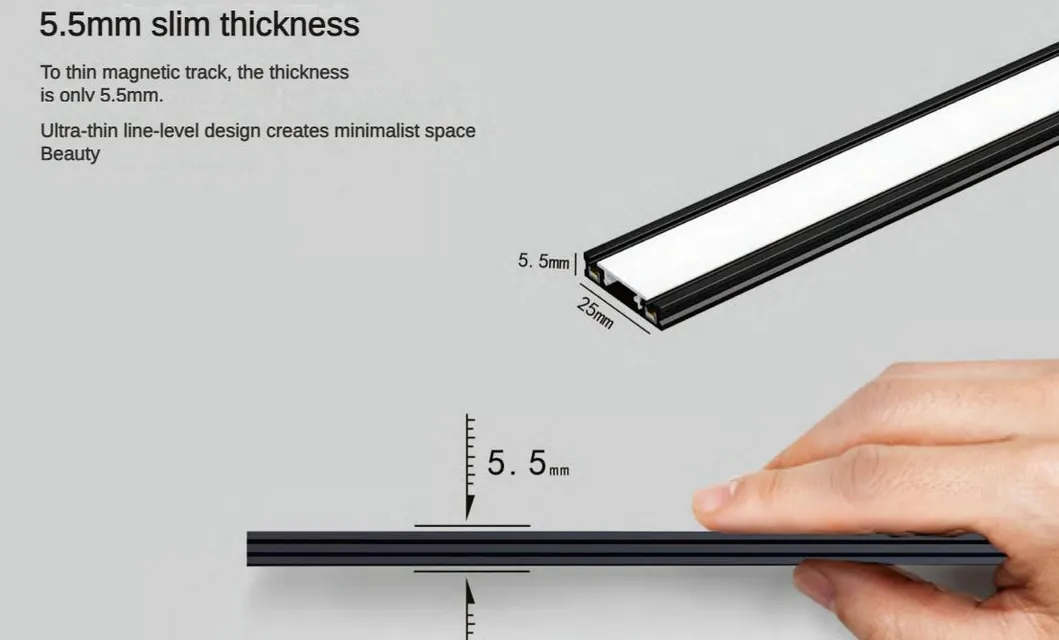 5.5mm Ultra-Thin Decorative Rail Spotlight Surface Mounted LED Interior Lighting