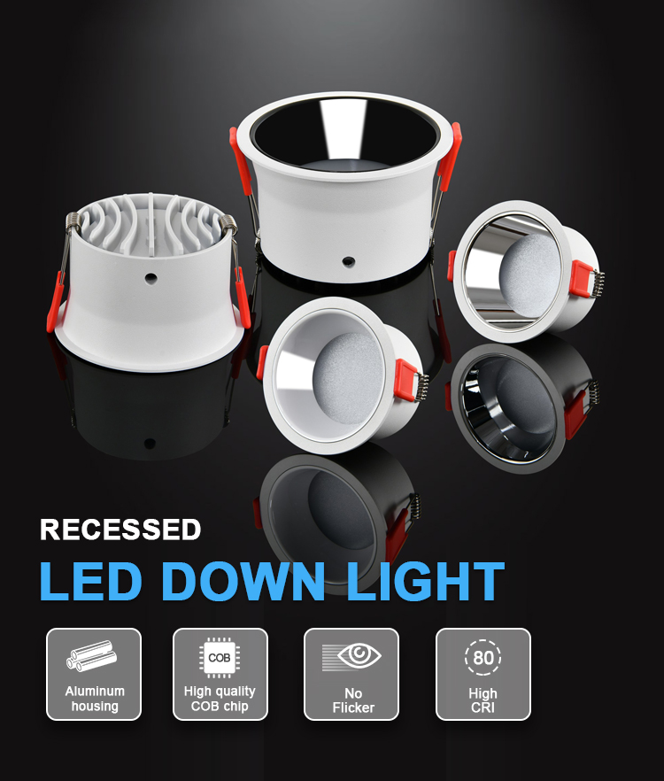 Embedded Ceiling Led SMD Spot Down Light 3000K 4000K 6000K Deep Cup Antiglare Recessed Downlight Aluminum Round Led Downlights