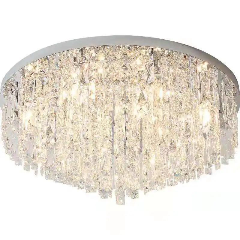 Round Living Room Lamp Modern Minimalist Crystal Lamp LED Bedroom Luxury Crystal Ceiling Lamp