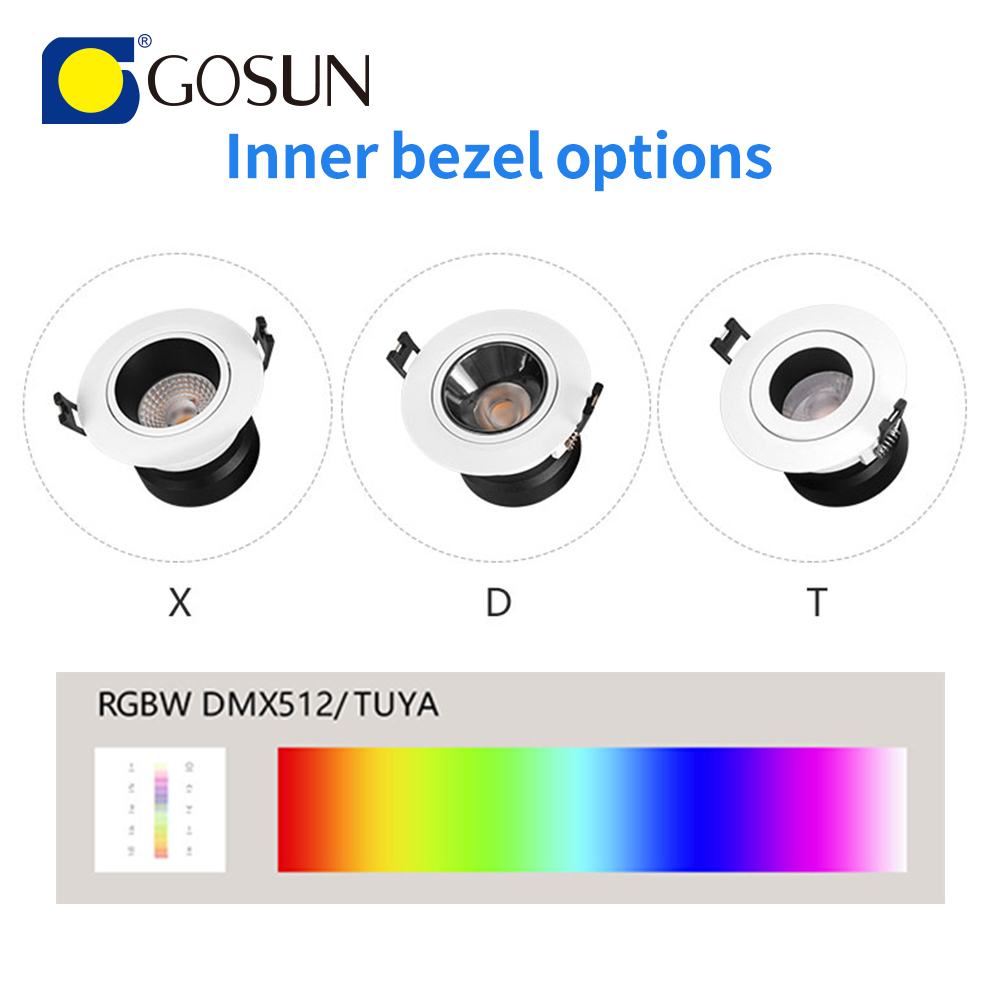 TUYA Recessed 10W-42W Dimmable RGBW TUYA ZigBee Control LED Downlight For Hotel, Home, Restaurant