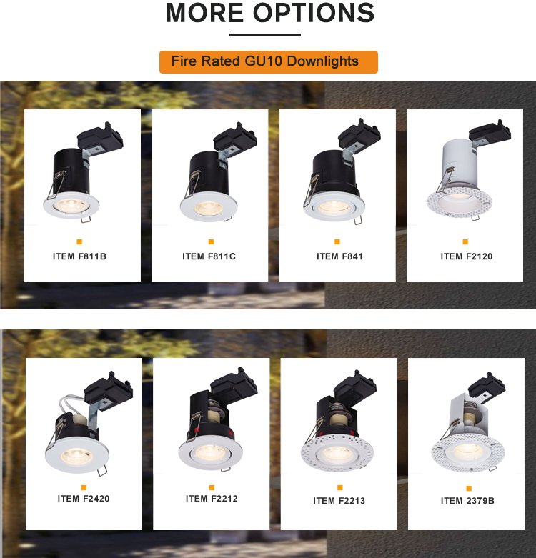 UK Standard Tiltable GU10 Fire Rated Downlight Recessed Fireproof Downlight
