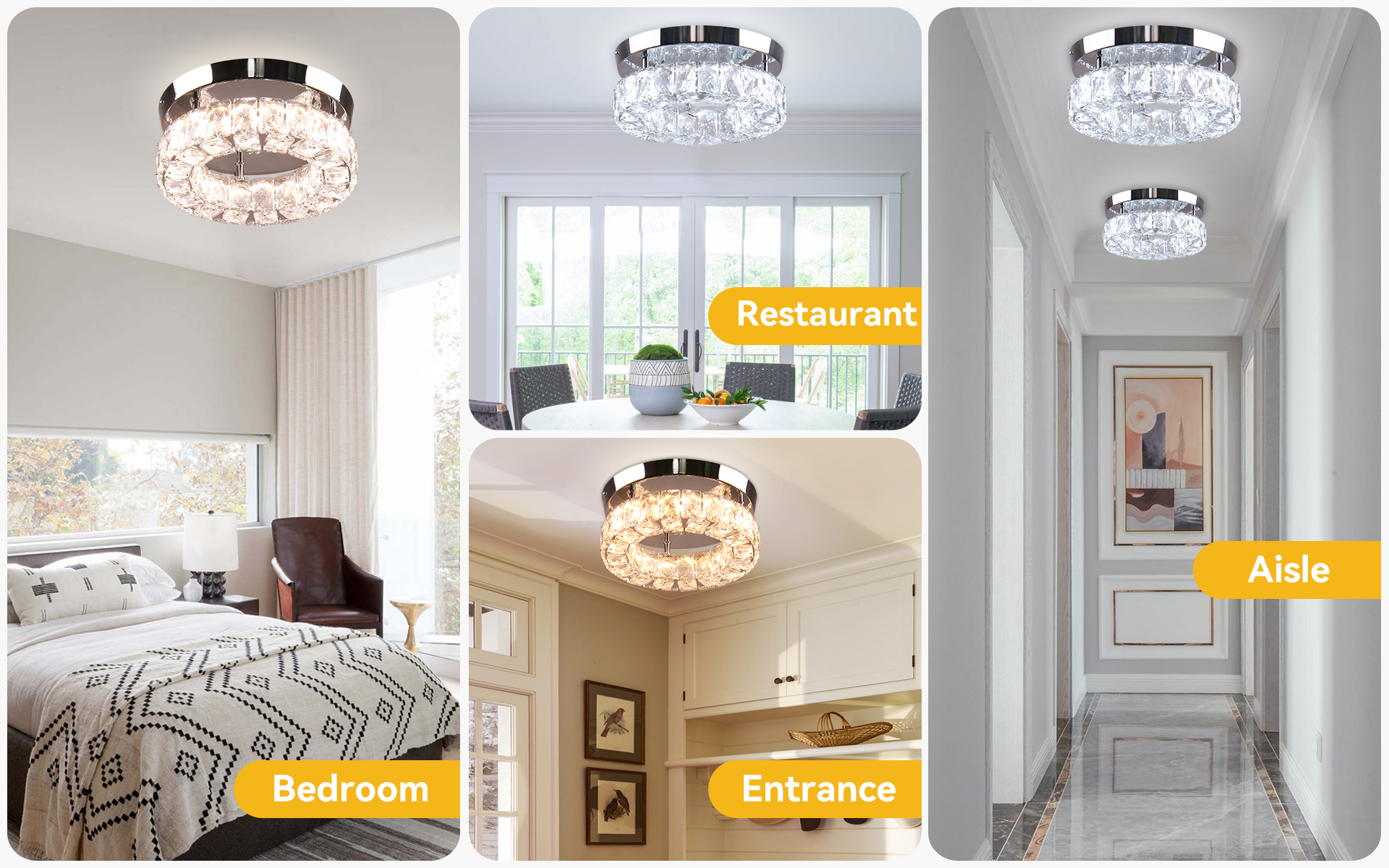 Dimmable Modern Crystal Chandelier LED Ceiling Light Design 4