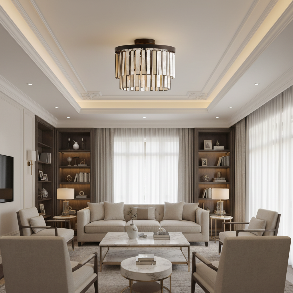 Wholesale American Country Shell Ceiling Light Luxury High-End Minimalist Flush Mount Hotel Corridor Round Design Ceiling Lamp