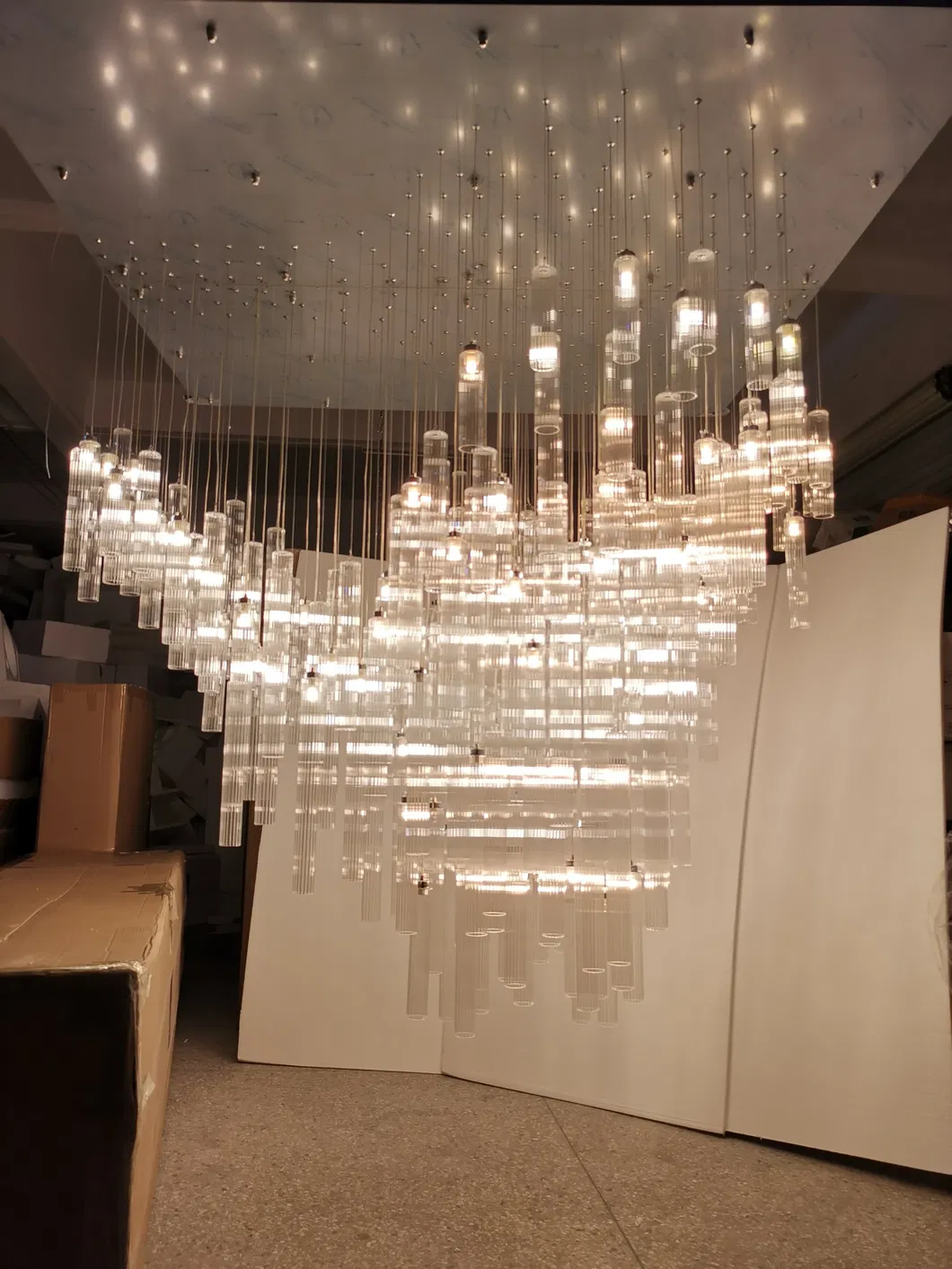 Modern Wood Bead Ceiling Lamp Organic Minimalist Design