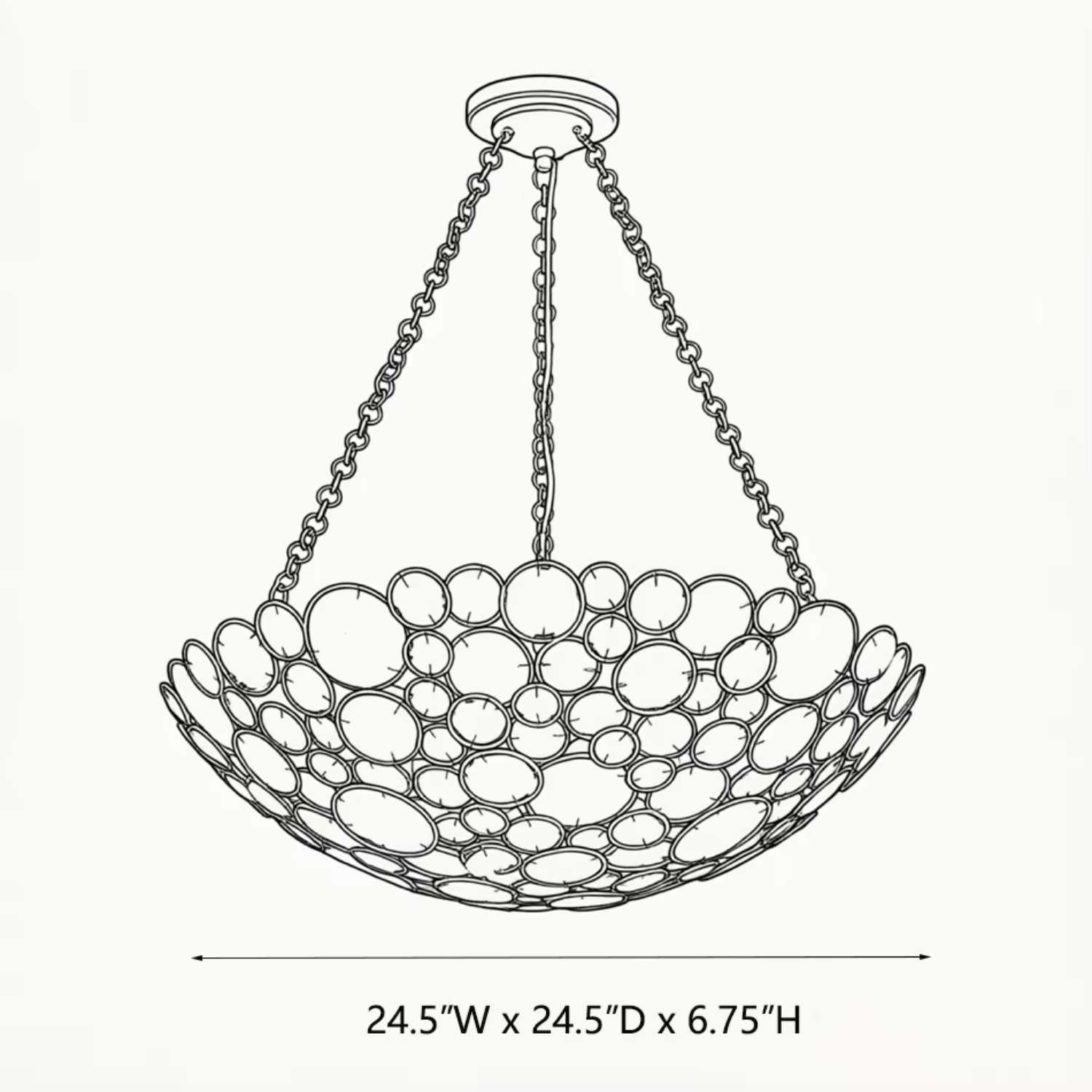 Elegant Bowl Shaped Crystal Bead & Shell home decor luxury Gold Chain Semi-Flush Mount Ceiling Light for Living Room Decor