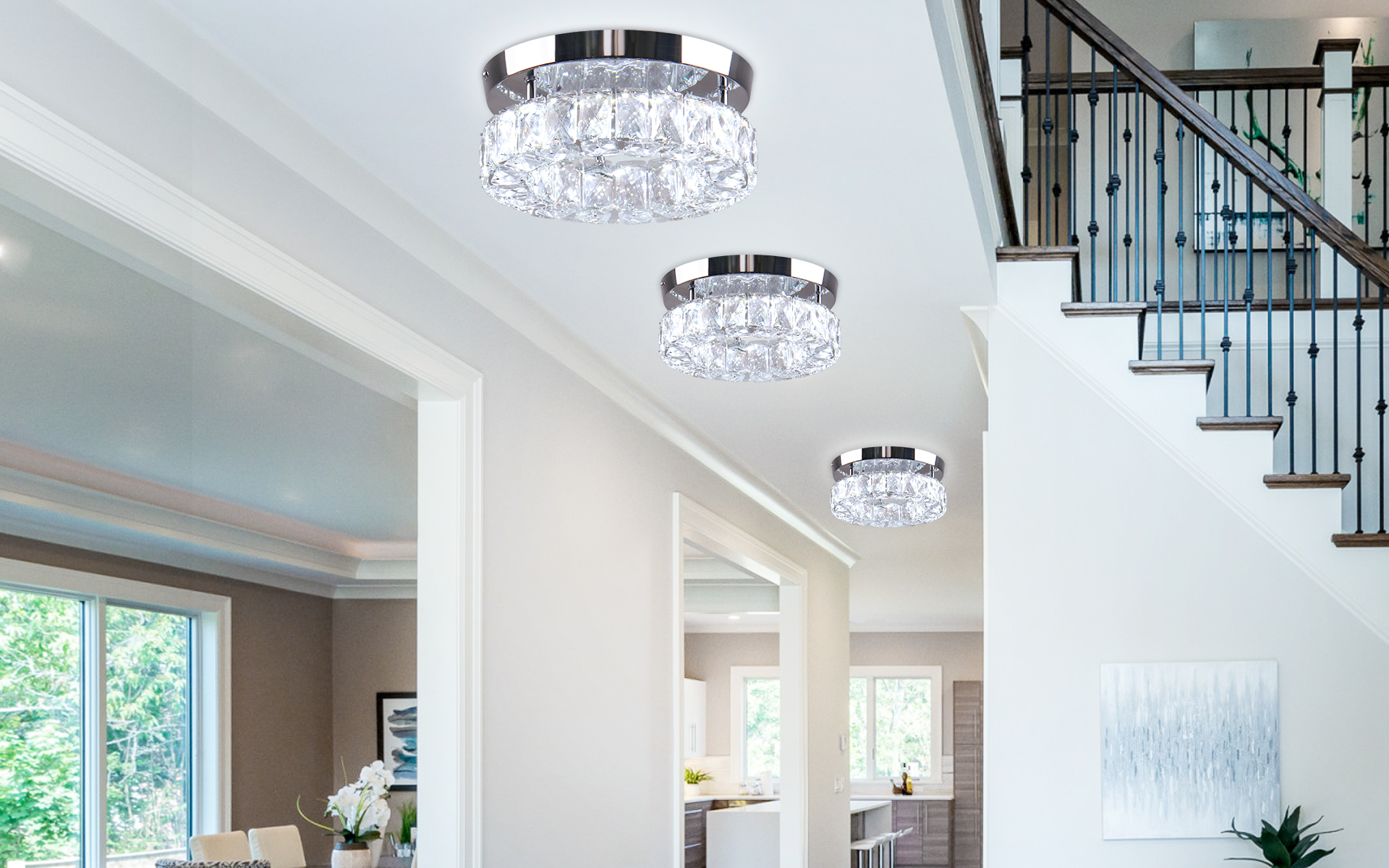 Dimmable Modern Crystal Chandelier LED Ceiling Light Design 1