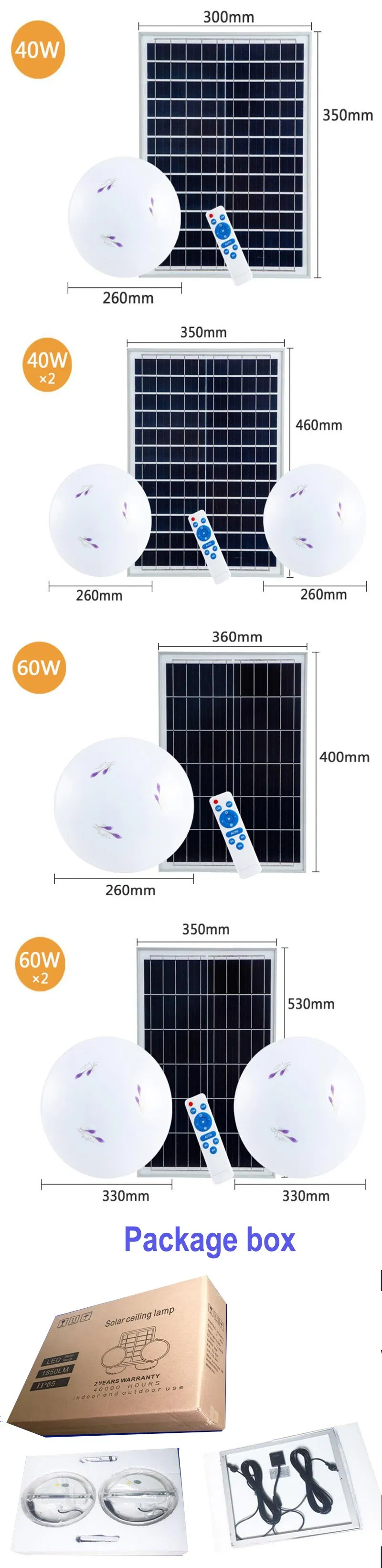 Solar Powered Ceiling Lamp 60W LED Motion Sensor Pendant Lights