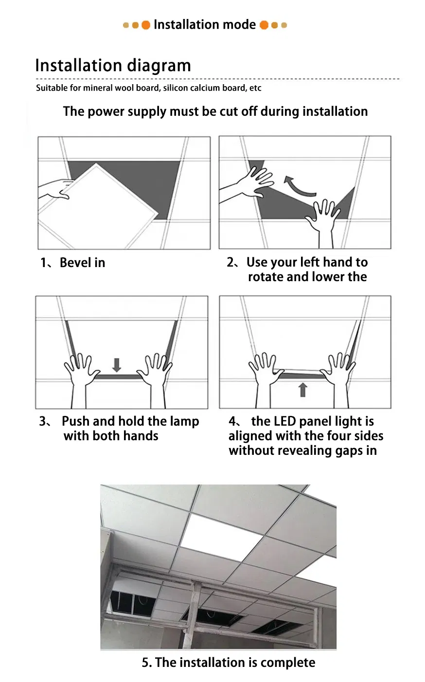 595X595 LED Panel Lighting 36W Ultra-Thin Square Panel Light