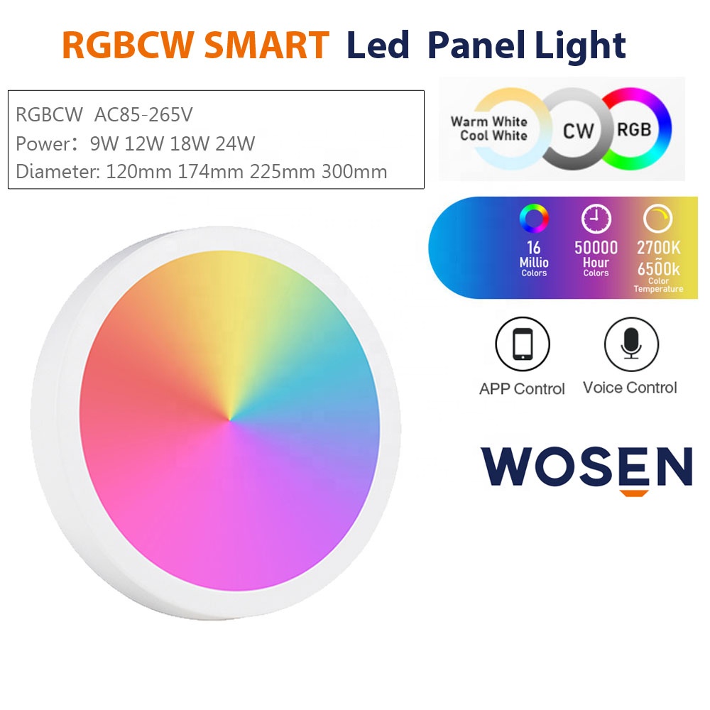 9W 12W 18W 24W LED RGB Multi CCT Tuya WiFi Ultra Thin Round Square Modern Smart Ceiling Panel Light