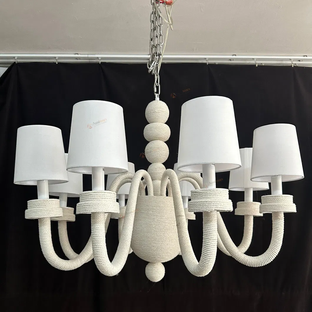 Modern Wood Bead Ceiling Lamp Organic Minimalist Design