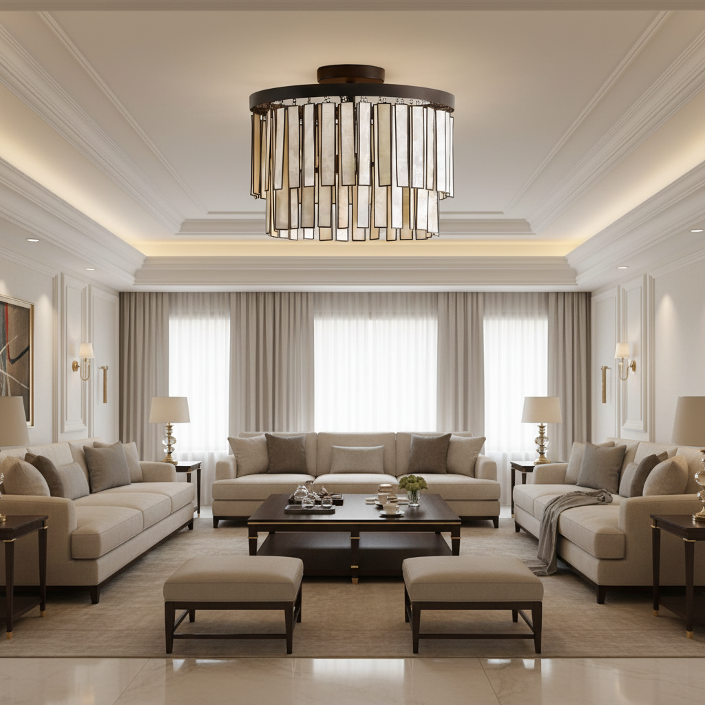 Wholesale American Country Shell Ceiling Light Luxury High-End Minimalist Flush Mount Hotel Corridor Round Design Ceiling Lamp