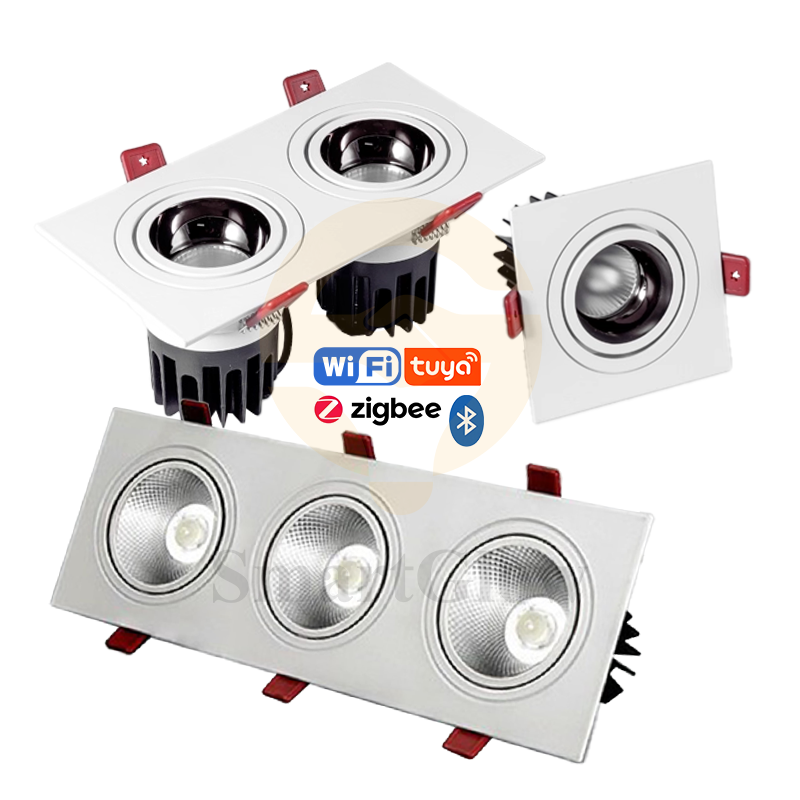 Competitive Price Square Spotlight Anti Glare LED Recessed Ceiling Adjustable Lamp Spot Lights Frame CCT Change Smart Downlight