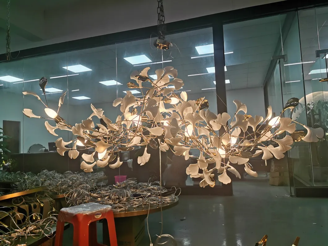 Modern Wood Bead Ceiling Lamp Organic Minimalist Design