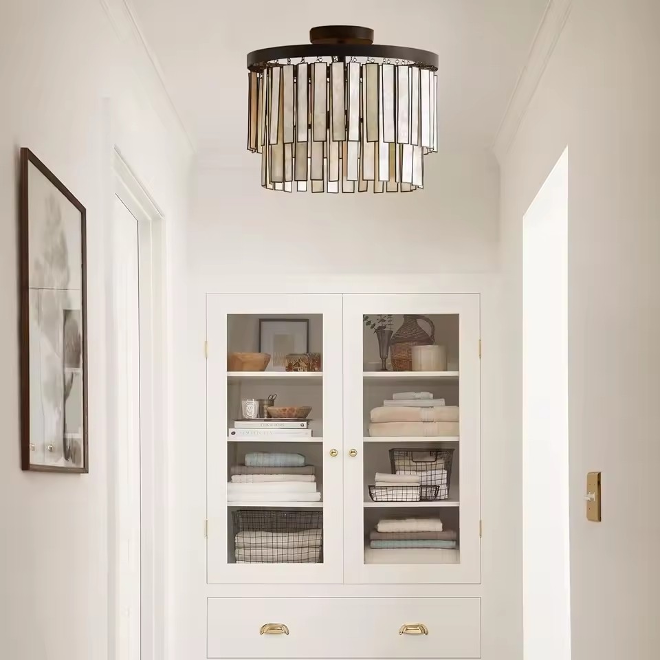 Wholesale American Country Shell Ceiling Light Luxury High-End Minimalist Flush Mount Hotel Corridor Round Design Ceiling Lamp