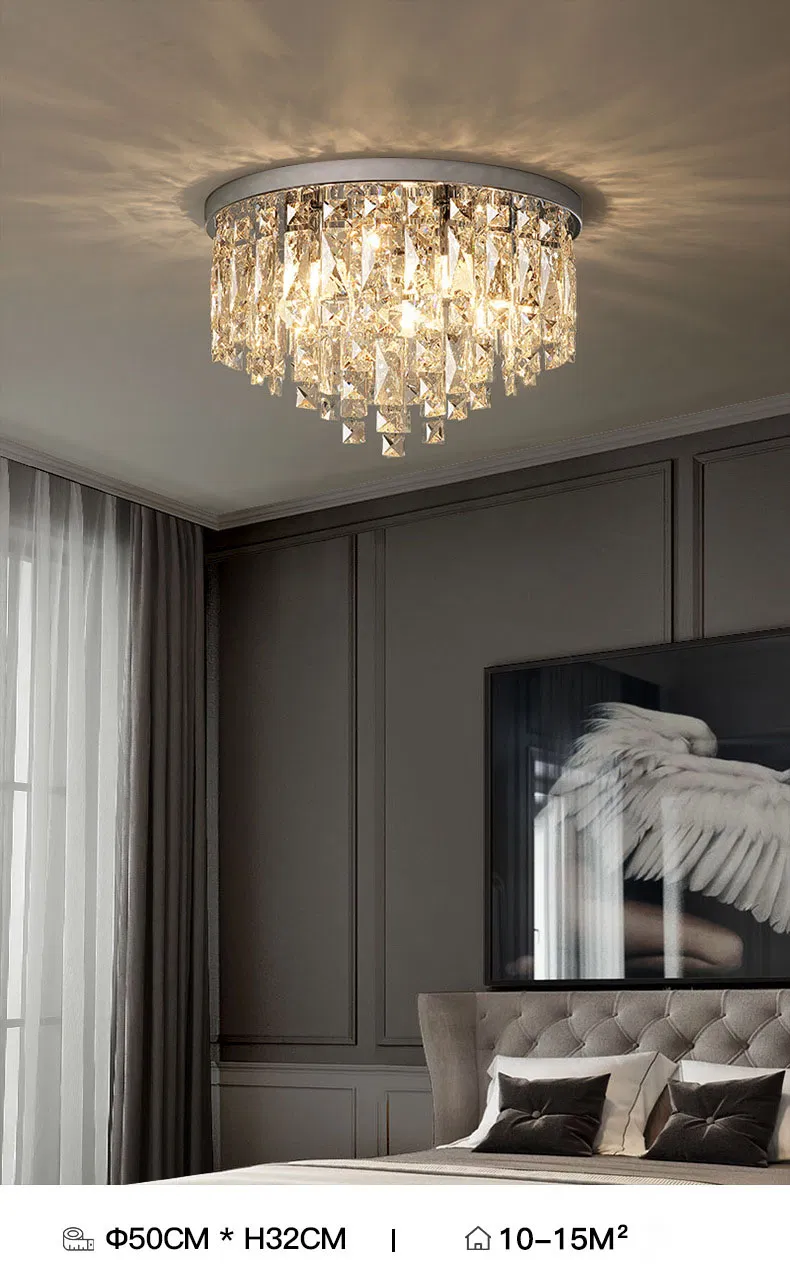 Modern Minimalist Crystal Lamp LED Bedroom Luxury Crystal Ceiling Lamp Detail 4