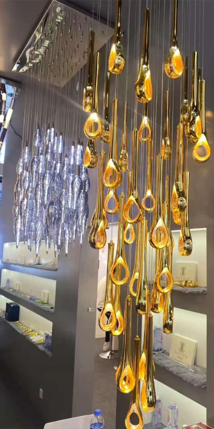 Elegant Bowl Shaped Crystal Bead & Shell home decor luxury Gold Chain Semi-Flush Mount Ceiling Light for Living Room Decor