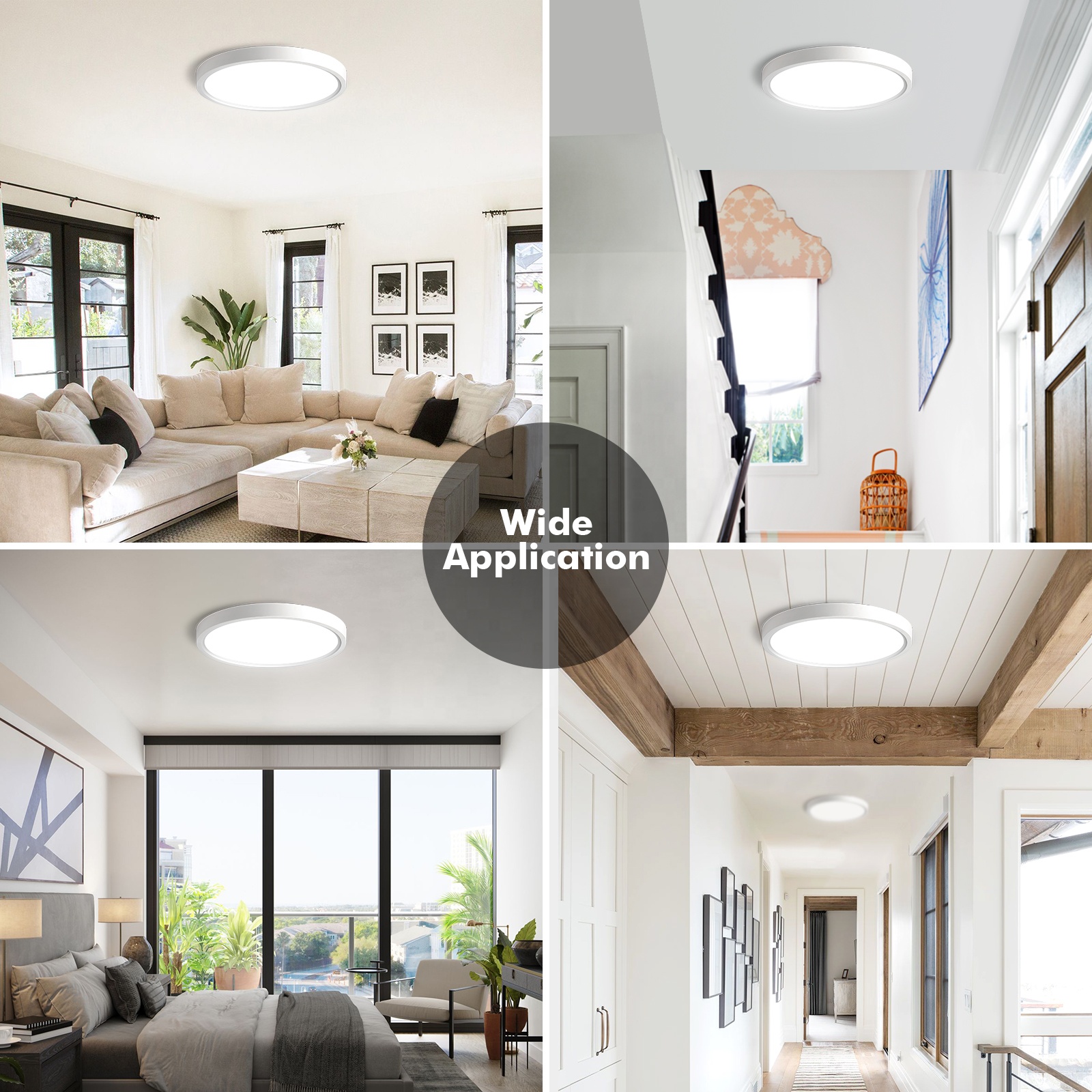 Modern ETL Certified Dimmable Remote Control LED Ceiling Light with Round Panel for Bedroom Living Room