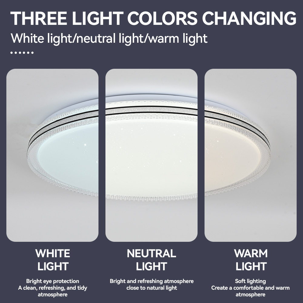 Fashion Led Ceiling Light 50cm Indoor Home Decoration Lamp Three Color Dimming 120w 220v Iron Anti Blue Panel Ceiling Lighting