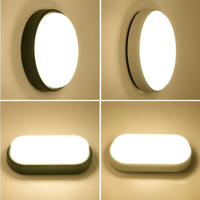 Black Oval Outdoor Wall Lamp Front View