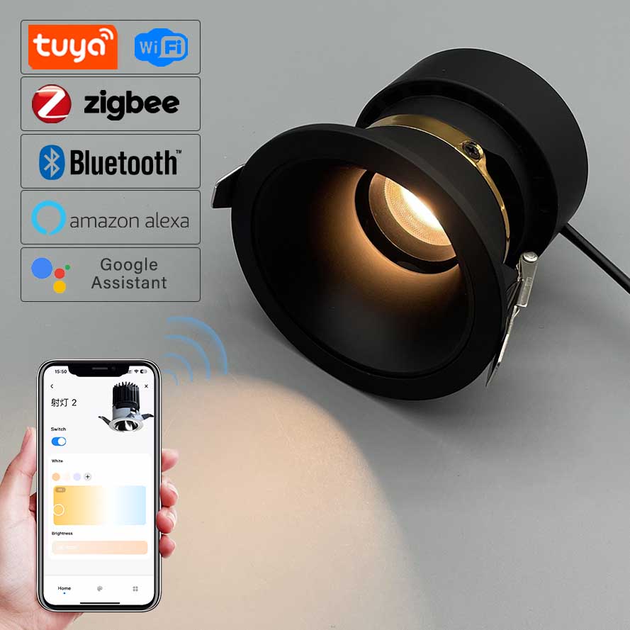 Tuya WiFi Zigbee Smart Home LED Ceiling Spotlight Modern Design 2-Channel Dimmer Zigbee LED Ceiling Light