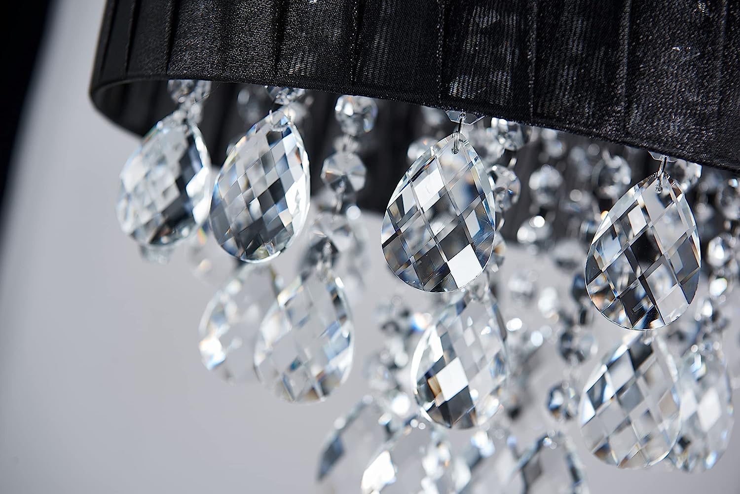 Crystal Ceiling Light Black Chandelier Semi Flush Mount Modern Light Black Light Perfect for Bedroom Living Room Dining Room