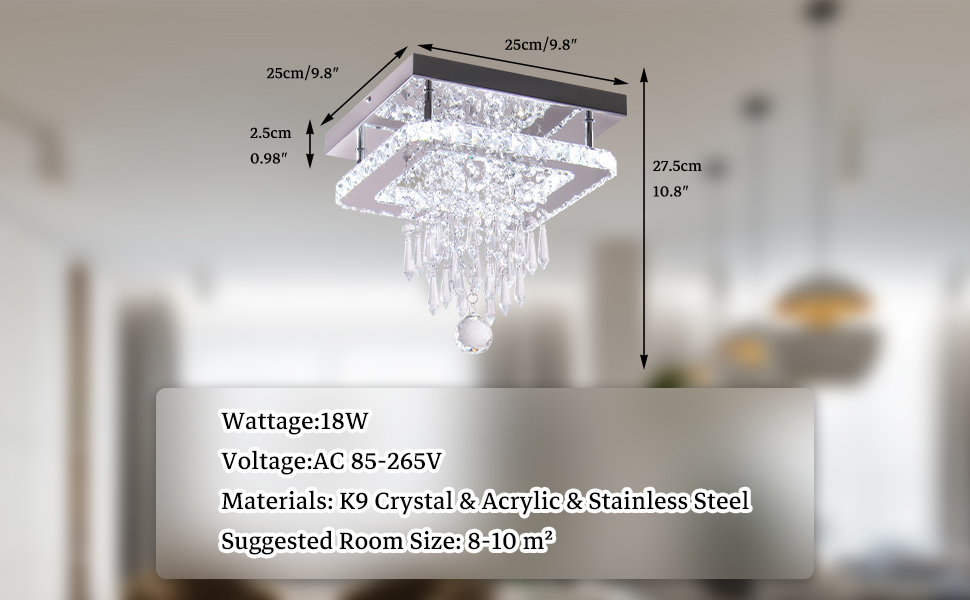 Decor Chandelier Ceiling Lights Smart for Home Kitchen or Living Room K9 Crystal Luxury LED Lamp