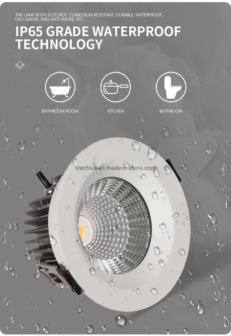20W Custom Indoor Lighting IP65 Waterproof Anti-Glare Round Recessed Modern Light for Bathroom