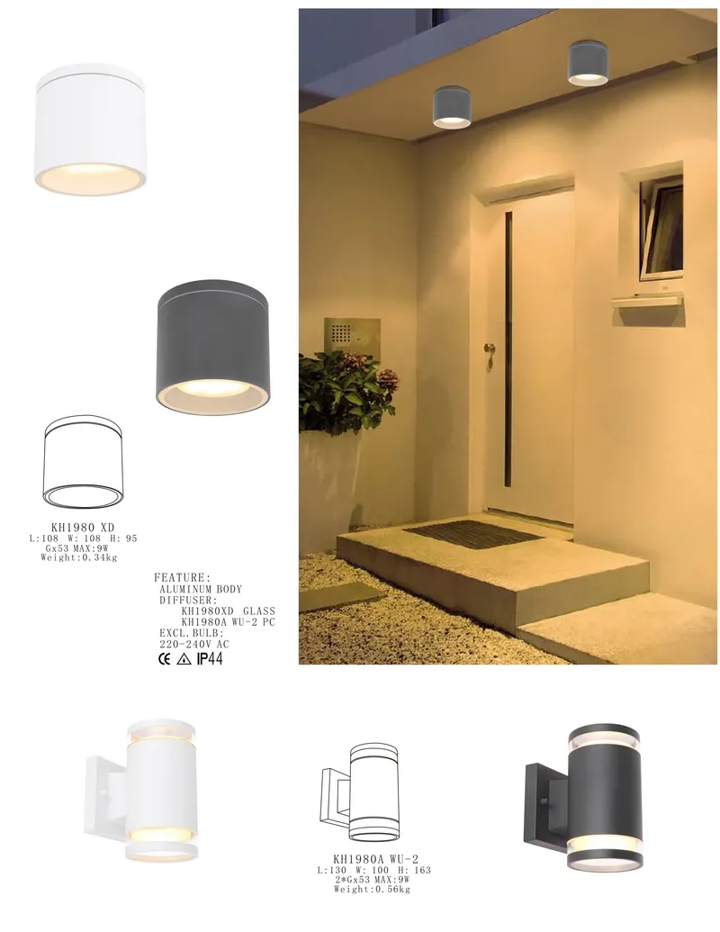 Modern Die-Cast Aluminum Black Waterproof Cylinder Gx53 Porch Outdoor Ceiling Light Fixture