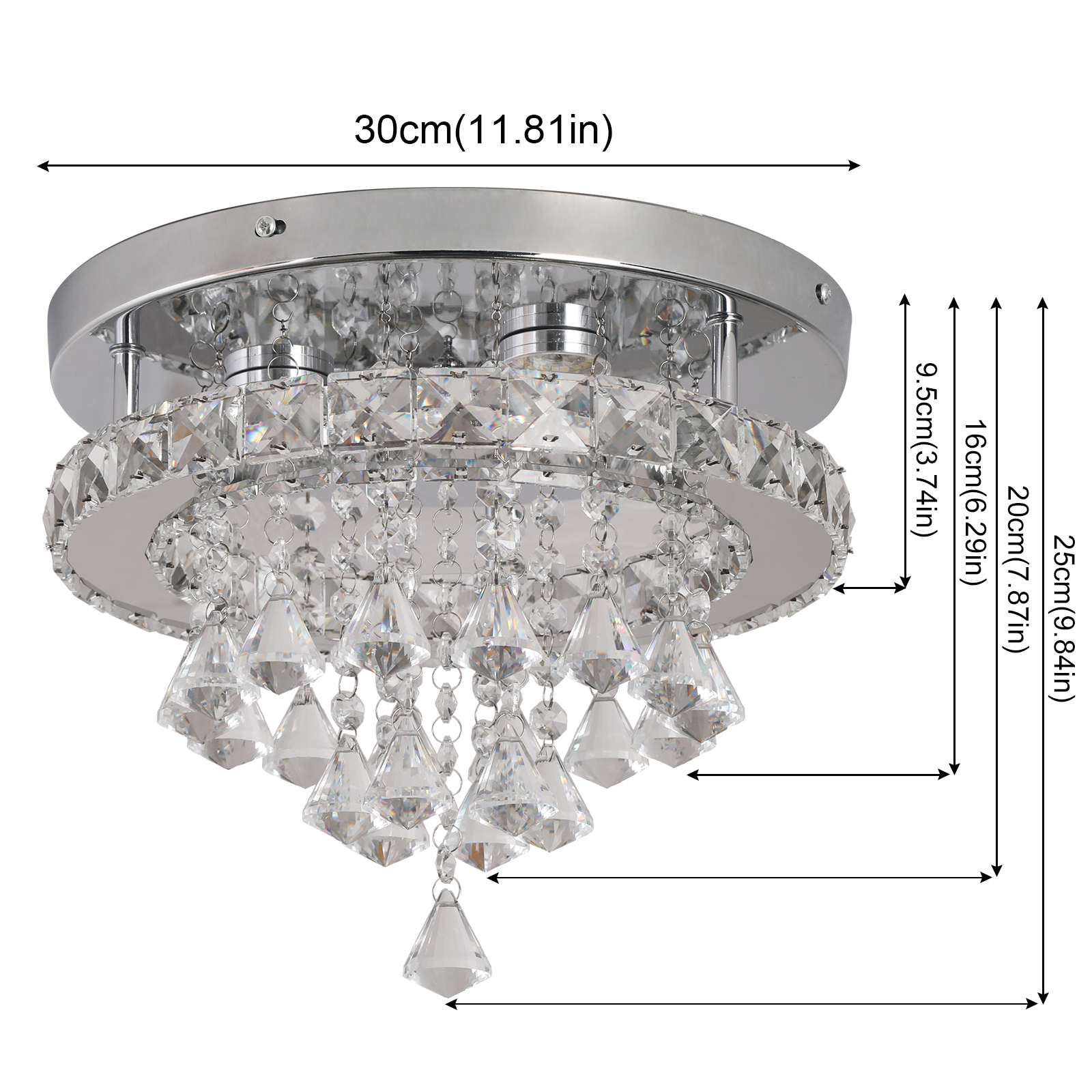 Custom Dangle Crystal Remote Control Smart Flush Mount Led Ceiling Home Lighting for Bedroom