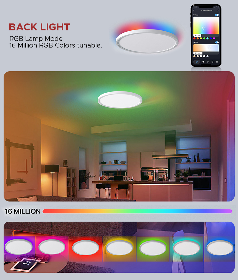 Modern Nordic LED Ceiling Light for Home Flush Mount in Living Room and Bedroom Plastic Base IP44 Rating