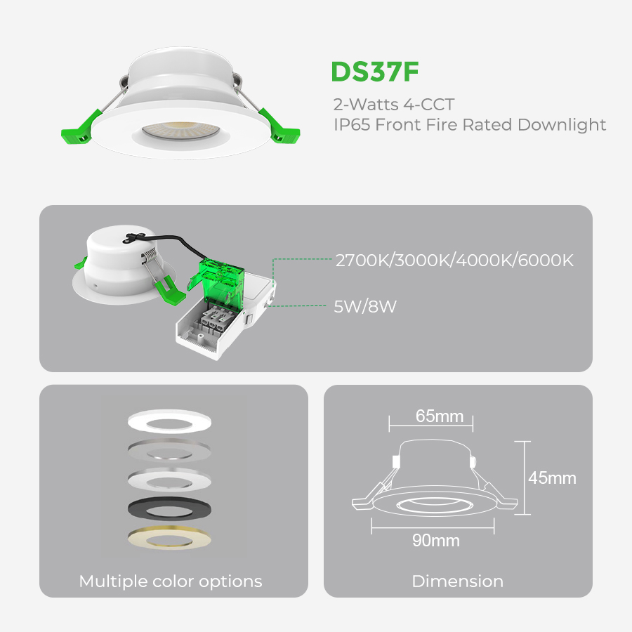 Led Focus Lamp 4CCT 5W 8W Power Selectable Recessed IP65 Fire Rated LED Downlight for Apartment Villa