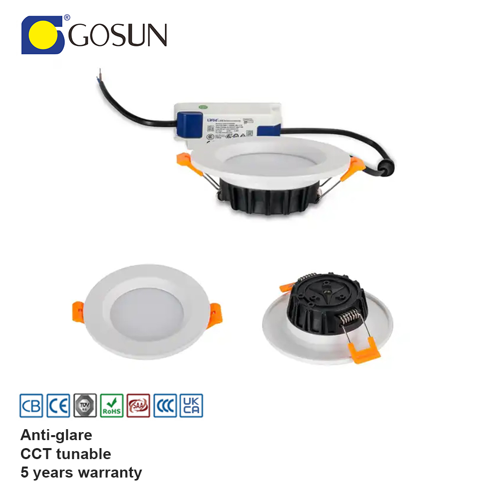 8W Dimmable LED Downlight 2700-7000K CRI90 Fire Rated Recessed Housing 100-277V Hotel Corridor Safety Lighting