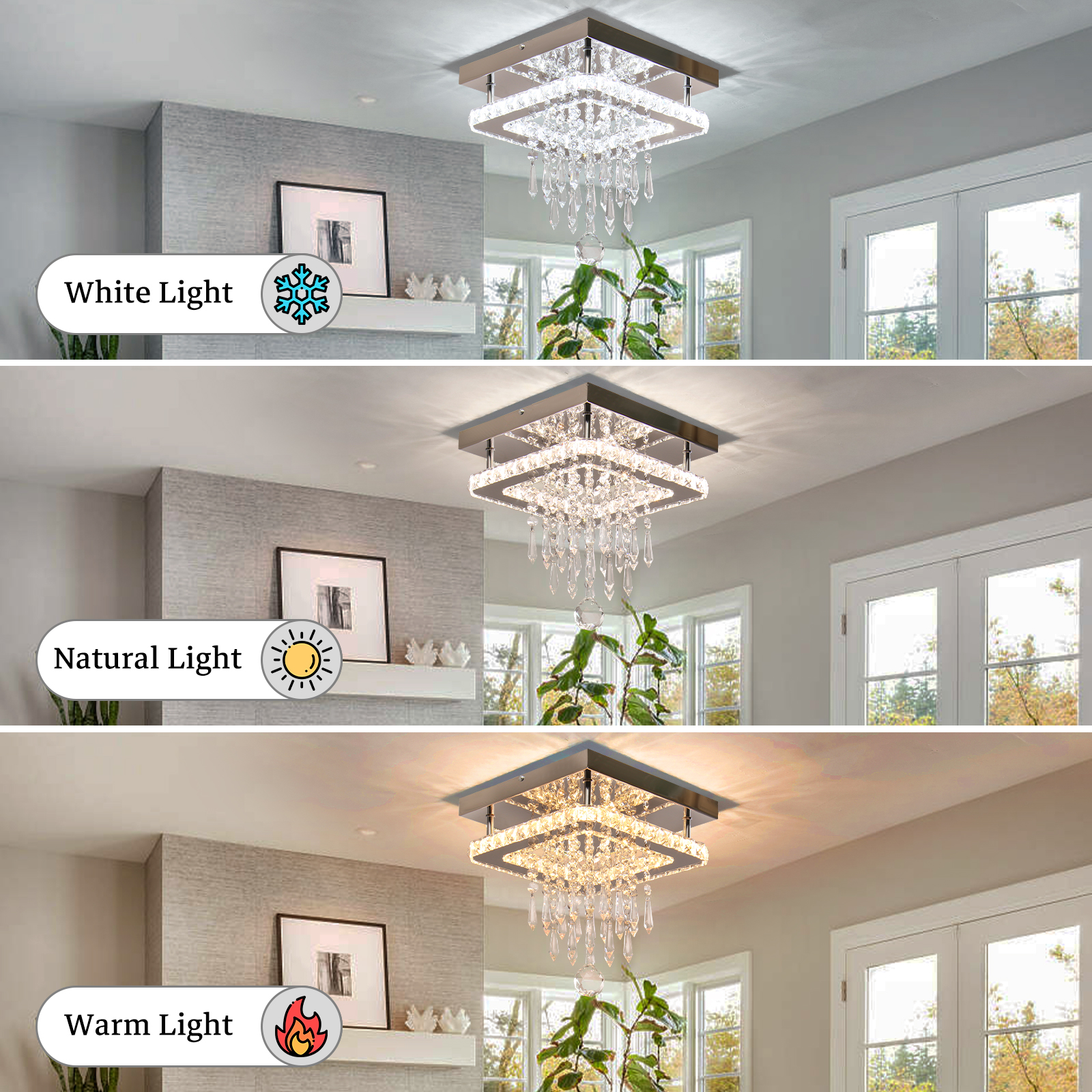 Decor Chandelier Ceiling Lights Smart for Home Kitchen or Living Room K9 Crystal Luxury LED Lamp