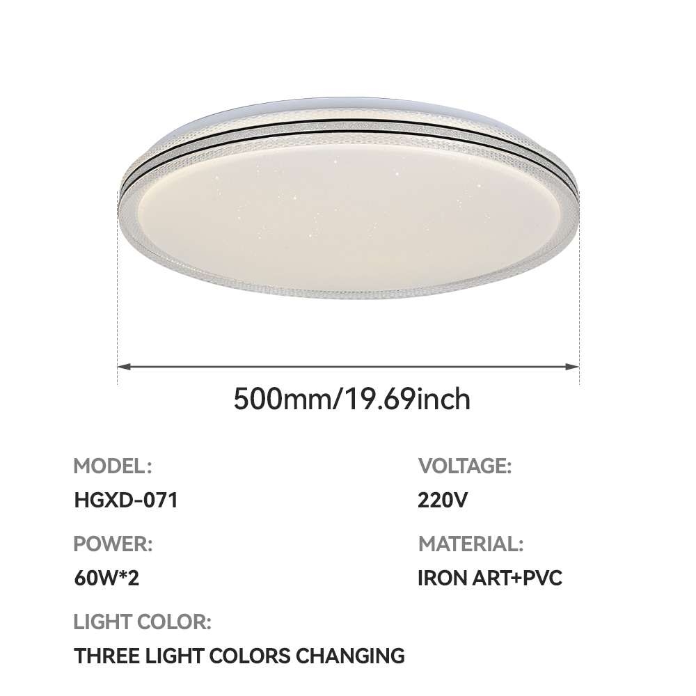 Fashion Led Ceiling Light 50cm Indoor Home Decoration Lamp Three Color Dimming 120w 220v Iron Anti Blue Panel Ceiling Lighting