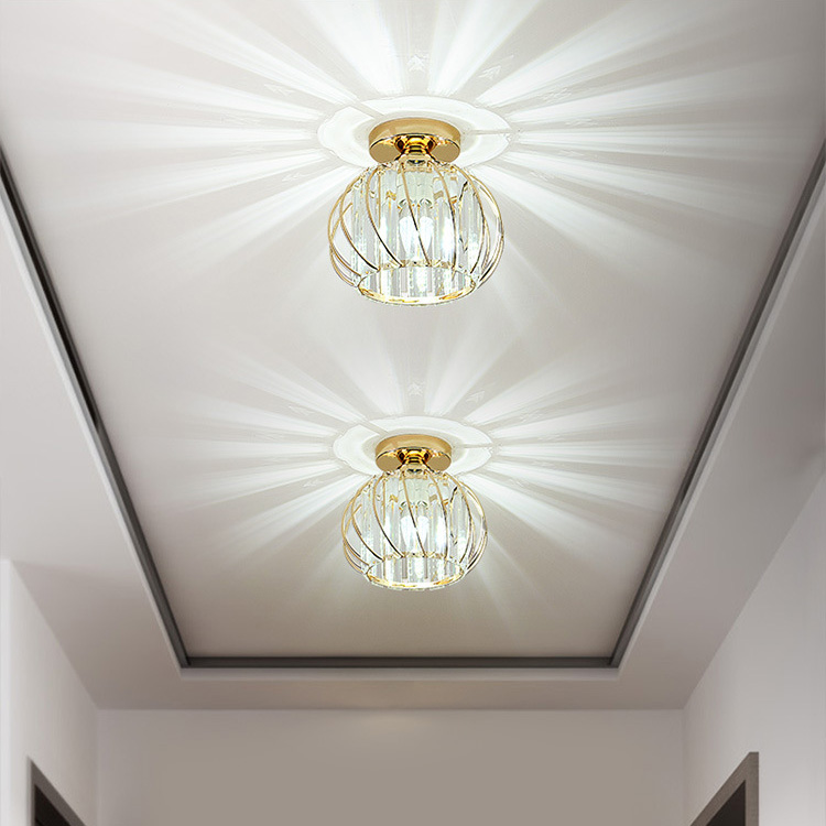 Modern Manufacture European Style E27 Iron Semi Flush Mount Ceiling Lighting Fixture for Home Gold Luxury Crystal Ceiling Lamps