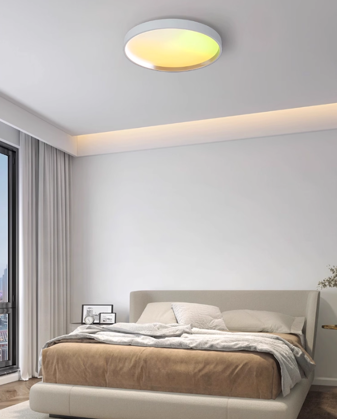 Modern Design Smart ADL LED Backlit Ceiling Light Flush-mount Skylight with RGB Changeable Remote APP Control White Shade Color