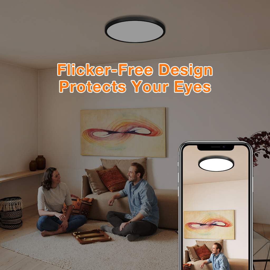 Factory Best Seller 16" LED Flush Mount Ceiling Light 24W 3CCT 3000K-5000K Modern Slim Fixture for Kitchen Bathroom Bedroom