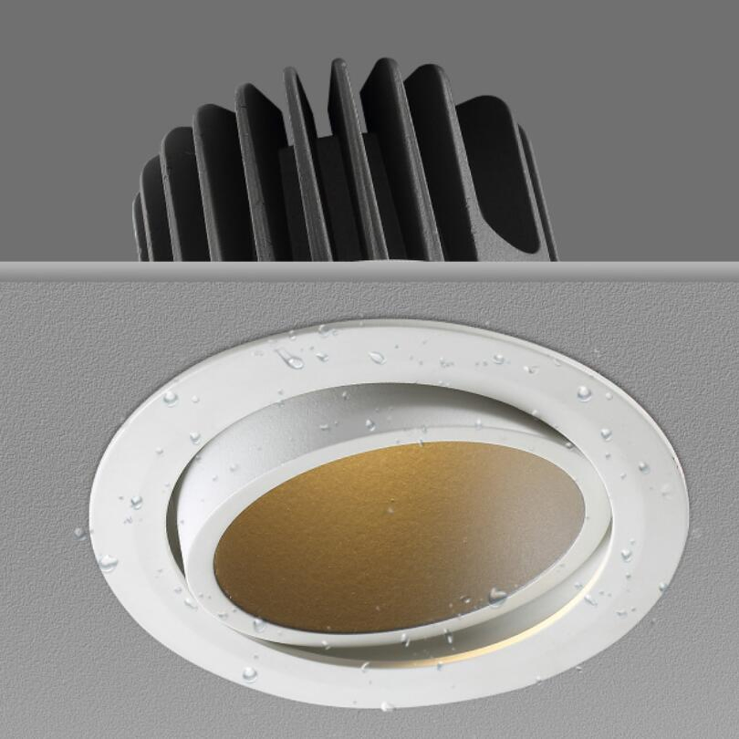 Round Recessed LED Spotlight IP65 Waterproof COB LED Downlight for Bathroom